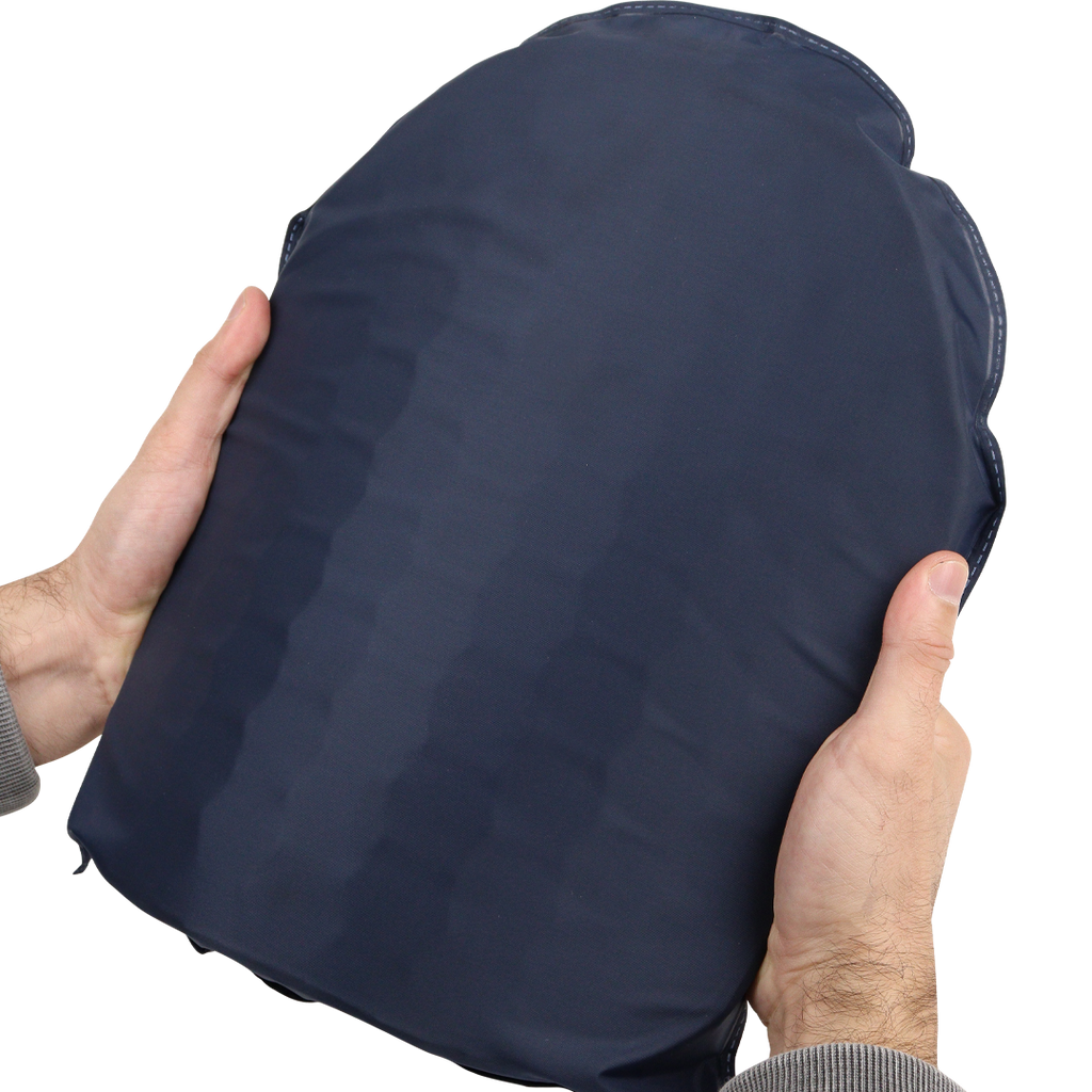 Hands holding PGL Armor NIJ level 3 ballistic plate showing its curved ergonomic shape